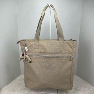 Kipling Brienne Tote Large Shoulder Bag Beige Color